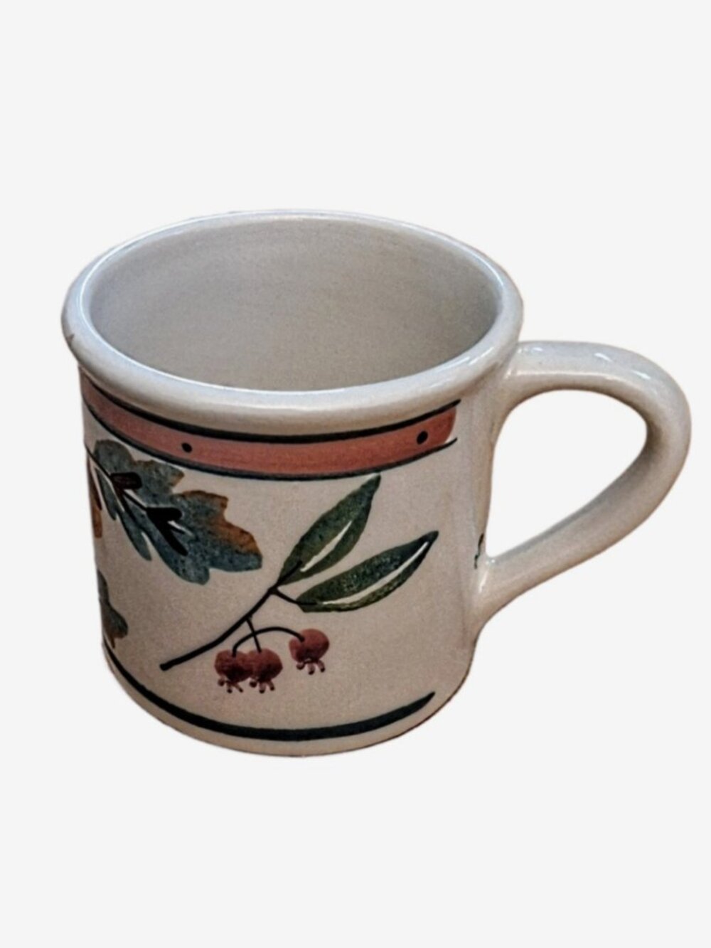 Vintage 1982 Hartstone Pottery Stoneware Hand Painted Woodland Pattern 14oz Mug
